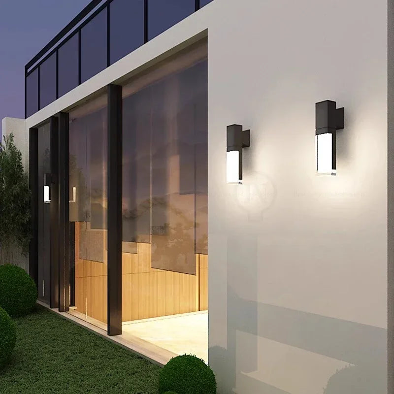Cylindre Verre Transparent et Métal Noir — Lumio