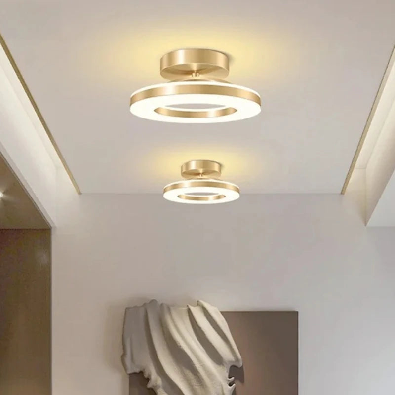 Plafonnier Anneaux Laiton Doré Minimaliste Design Moderne - Salon Salle à Manger Chambre — Ivoire