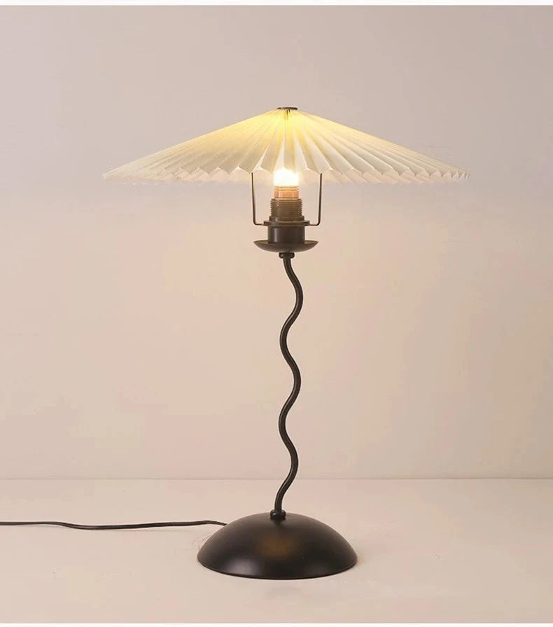 Lampadaire Spirale Métal Noir et Abat-Jour Plissé - Salon Bureau Chambre — Spiro