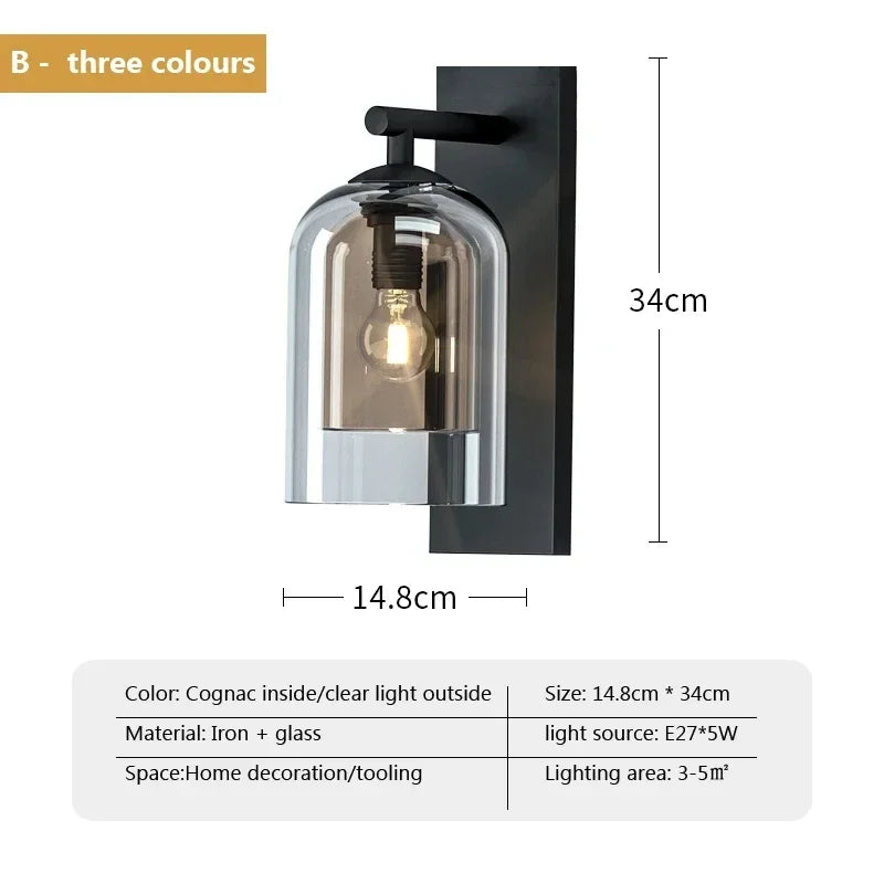 Orm Cloche Verre Fumé et Métal Noir