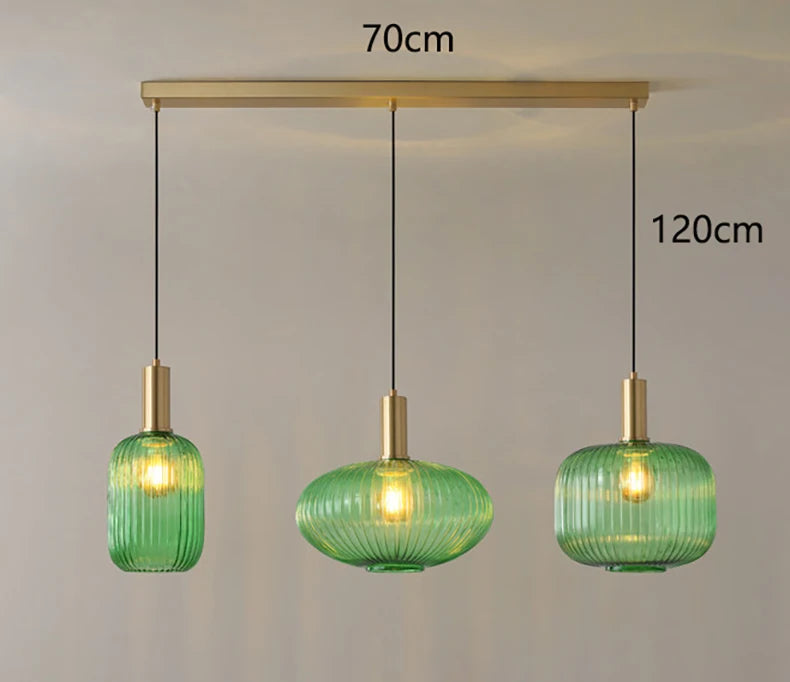 Yaël Cylindre Verre Strié et Laiton Doré