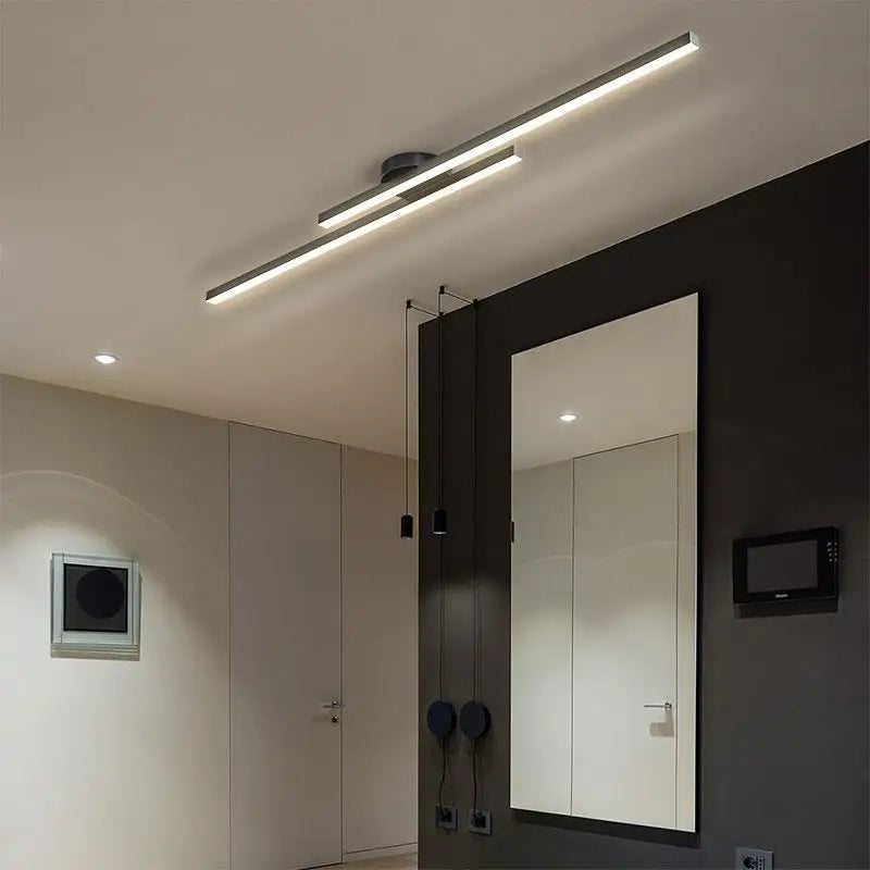 Plafonnier Linéaire Métal Noir Minimaliste Design Moderne - Salle de Bain Salon Chambre — Aase