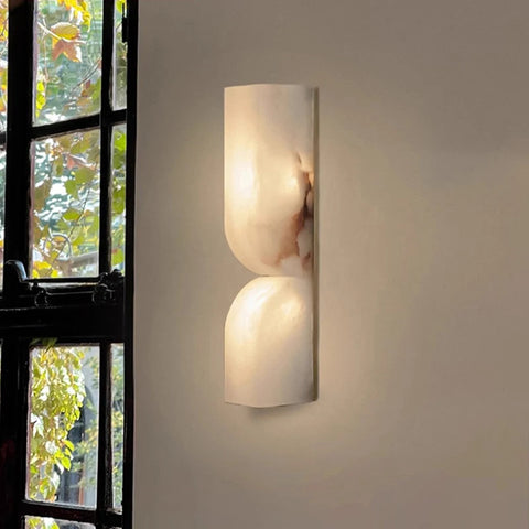 Applique Murale Cylindre Marbre Blanc Épuré Design Moderne - Chambre Salle de Bain Salon — Fuste