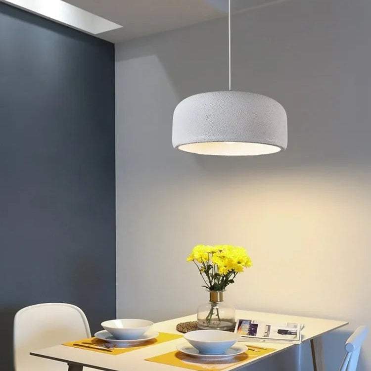 Suspension Cylindre Tissu Blanc Minimaliste Design - Chambre Salon Cuisine — Fulgor