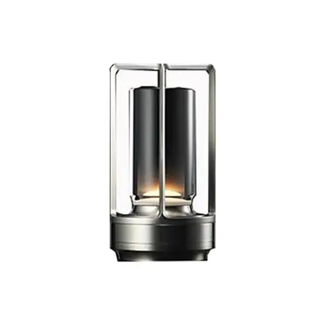 Lampe de Table Cylindre Verre Transparent et Métal Doré - Chambre Bureau Salon — Canna