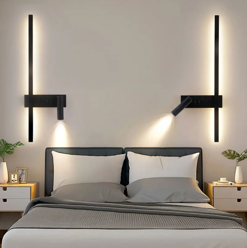 Applique Murale Cylindre Métal Noir Minimaliste Design Moderne Noire - Chambre Salle de Bain Salon — Lolanthe