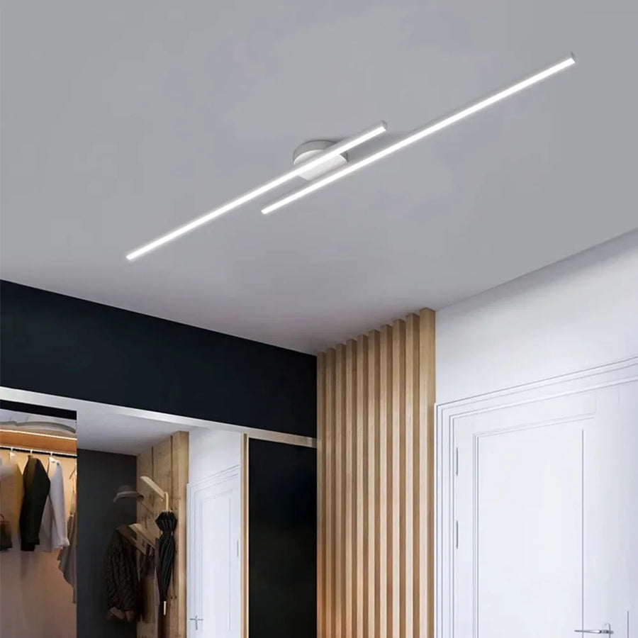Plafonnier Linéaire Métal Noir Minimaliste Design Moderne - Salle de Bain Salon Chambre — Aase