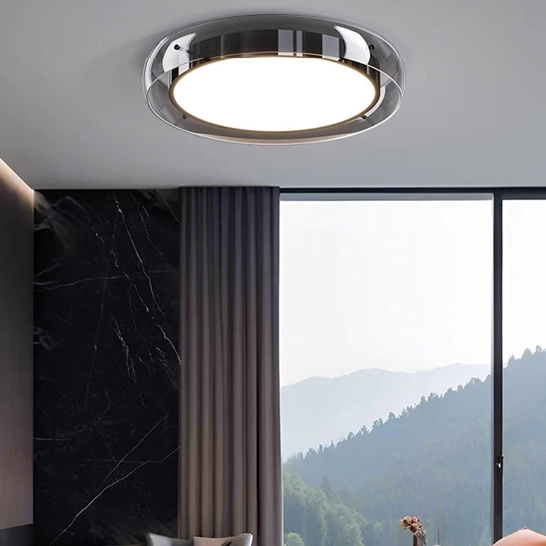 Plafonnier Disque Acier Noir Mat Minimaliste Design Moderne - Salle de Bain Salon Chambre — Kaede