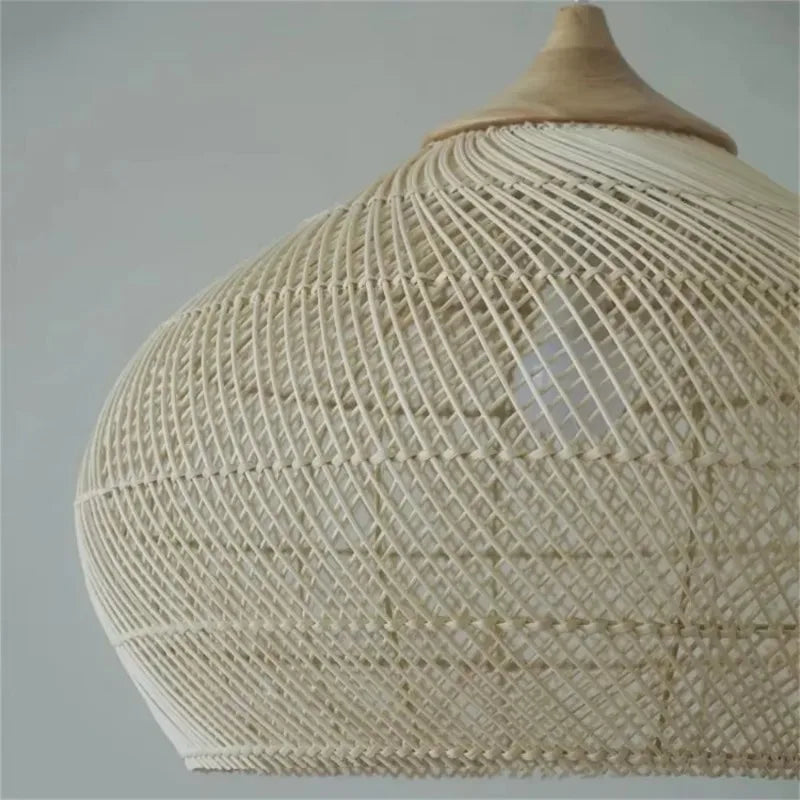 Suspension Lanterne Rotin Tressé Naturel Épuré Design - Cuisine Chambre Salon — Falot