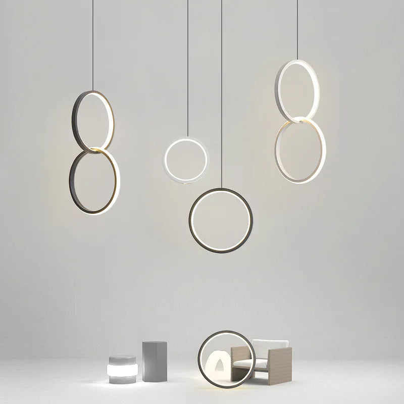 Yuki Anneaux Métal Noir et Blanc Minimaliste