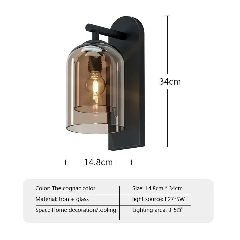 Orm Cloche Verre Fumé et Métal Noir
