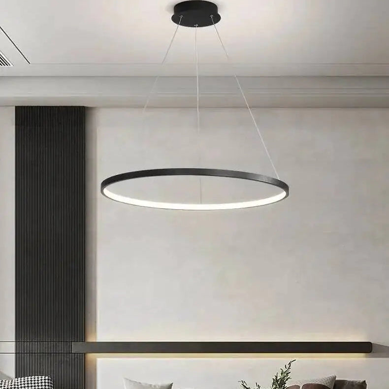 Suspension Anneau Aluminium Blanc Minimaliste Design - Cuisine Salon Salle à Manger — Libeccio