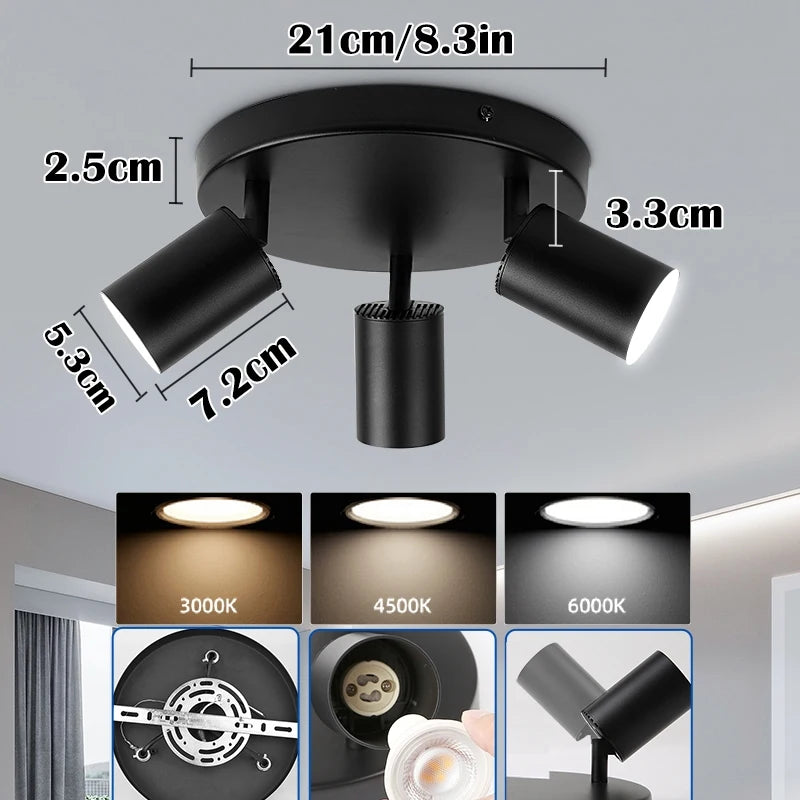 Suspension Rail Cylindres Acier Noir Mat Minimaliste Design - Chambre Salon Cuisine — Réglette