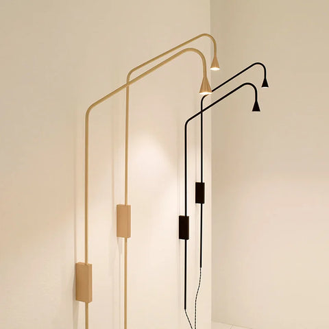 Applique Murale Bras Long Acier Noir Mat Noire - Chambre Salon Salle de Bain — Calcédoine