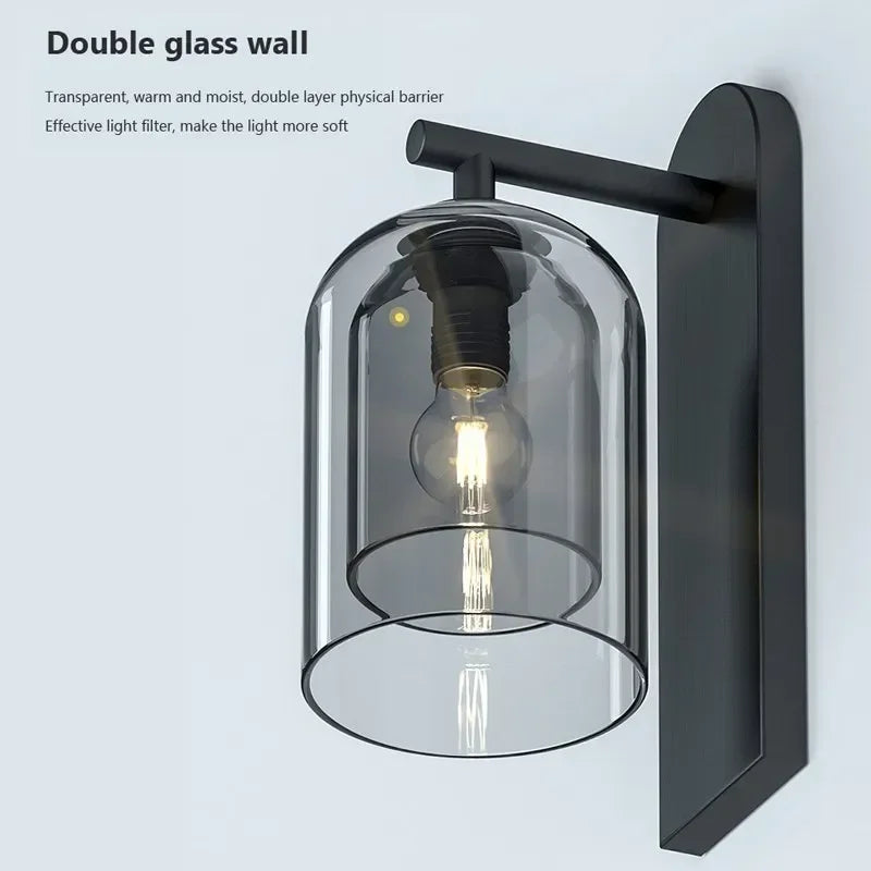 Orm Cloche Verre Fumé et Métal Noir
