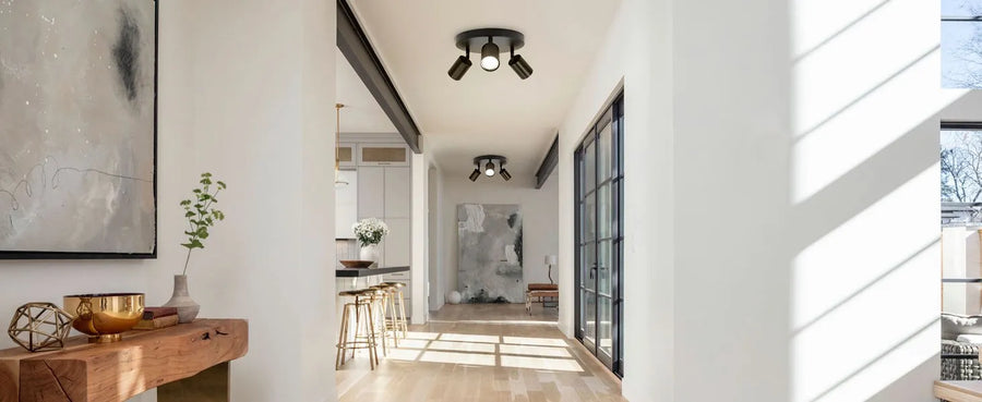 Suspension Rail Cylindres Acier Noir Mat Minimaliste Design - Chambre Salon Cuisine — Réglette