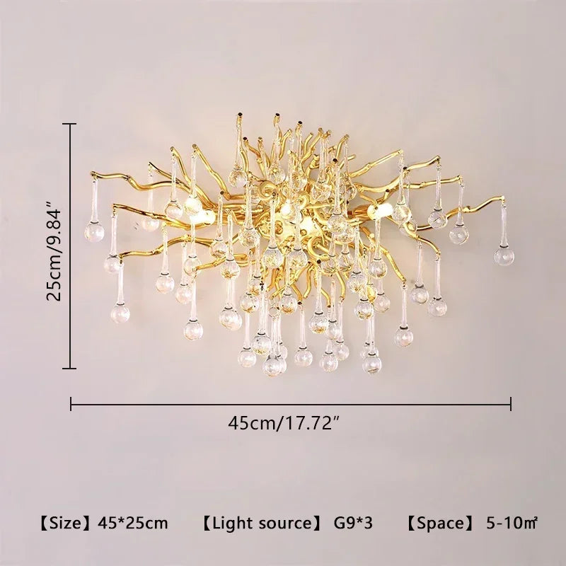 Randi Cascade Cristal et Métal Doré Luxueux