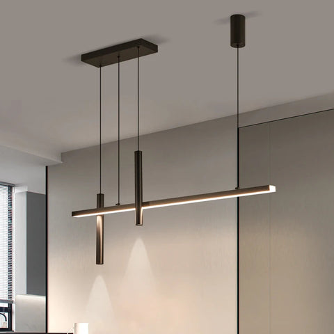 Suspension Linéaire Métal Noir Mat Minimaliste Design - Chambre Salon Cuisine — Traverse