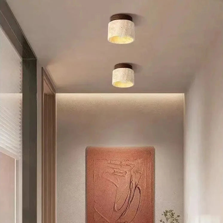 Plafonnier Cylindre Béton Blanc Minimaliste Design Moderne - Salle de Bain Salon Chambre — Thuban