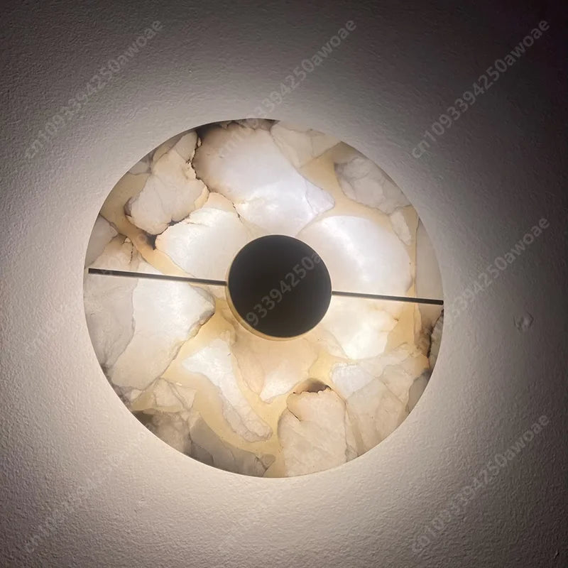 Alva Disque Marbre Blanc et Laiton Épuré