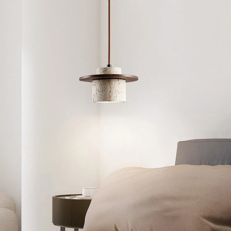 Suspension Cylindre Béton et Métal Marron Minimaliste Design - Chambre Salon Cuisine — Hypatia