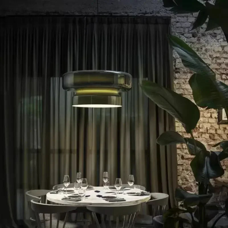 Elena Anneau Verre Fumé et Métal Noir