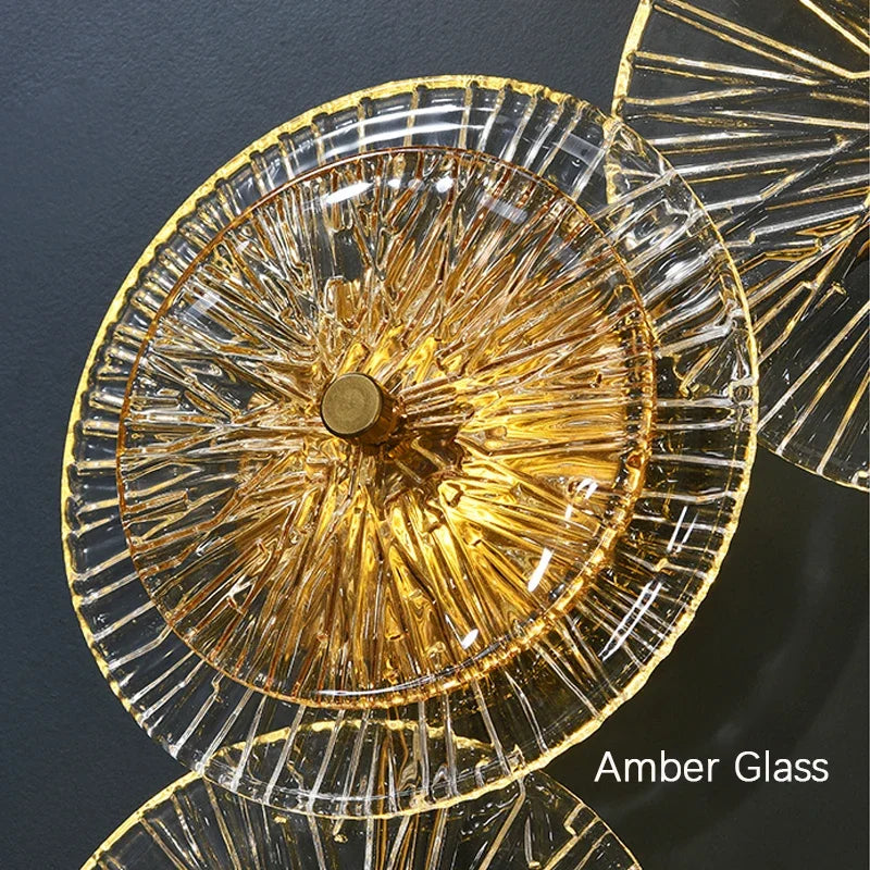 Taormina Disques Verre Transparent et Métal Doré