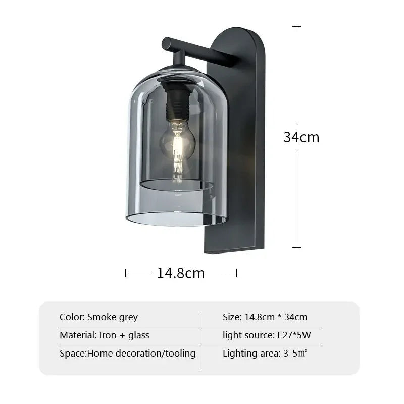 Orm Cloche Verre Fumé et Métal Noir