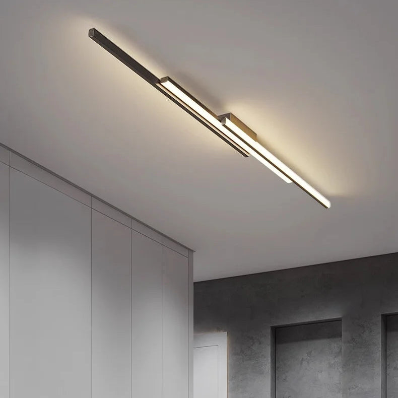 Plafonnier Linéaire LED Métal Noir Mat - Salon Cuisine Chambre — Strato