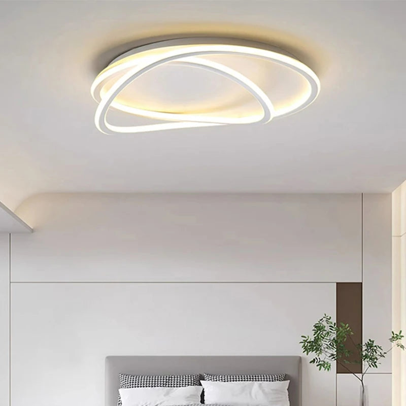 Plafonnier Anneaux Métal Blanc Minimaliste Design Moderne - Salle de Bain Salon Chambre — Maestral