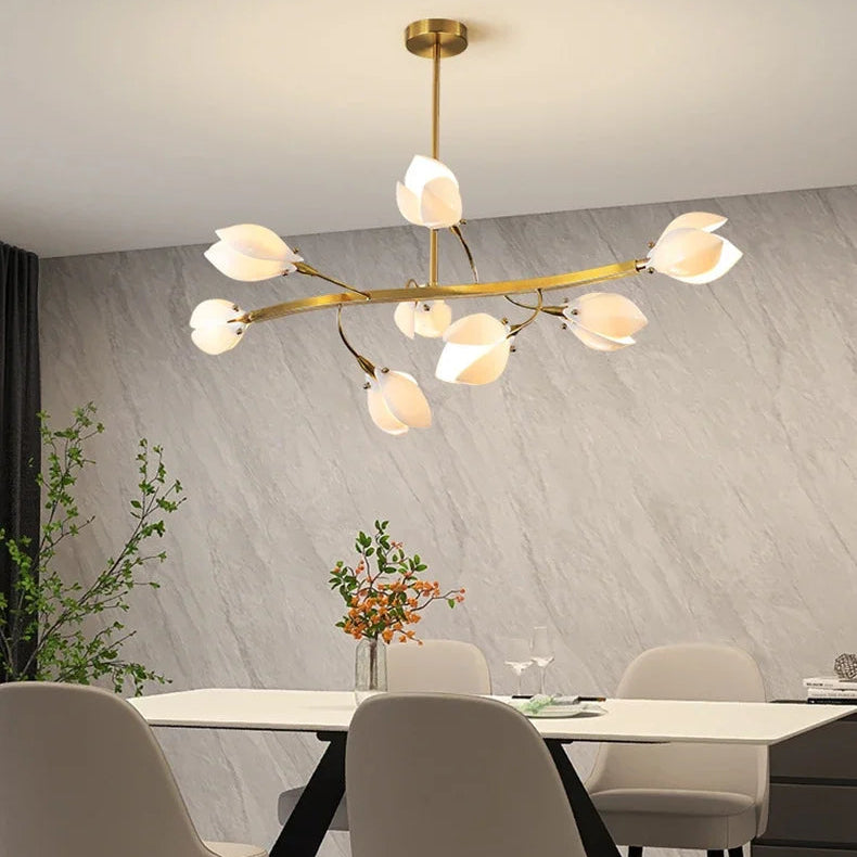 Lustre Suspension Demi-Sphère Céramique Blanche Minimaliste Design - Salon Salle à Manger — Eos