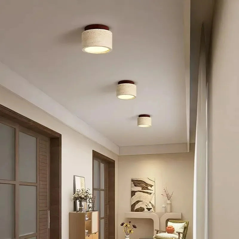 Plafonnier Cylindre Béton Blanc Minimaliste Design Moderne - Salle de Bain Salon Chambre — Thuban