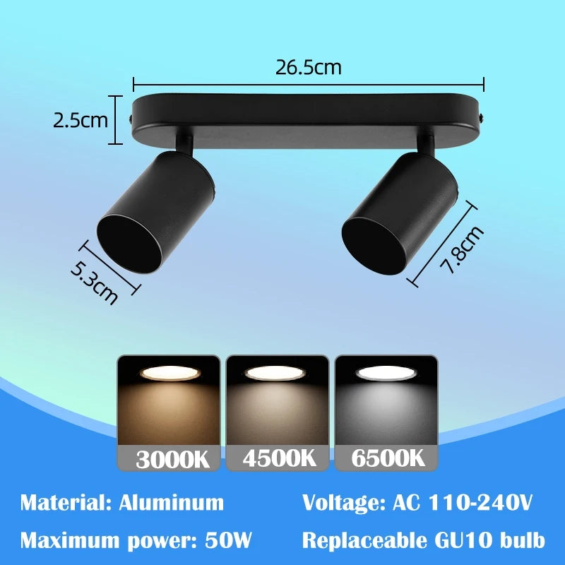 Suspension Rail Cylindres Acier Noir Mat Minimaliste Design - Chambre Salon Cuisine — Réglette