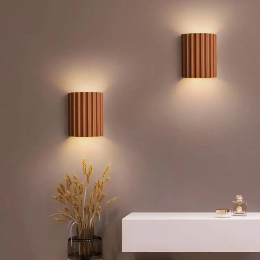 Applique Murale Cylindre Bois Texturé Minimaliste Design Moderne - Chambre Salle de Bain Salon — Colure