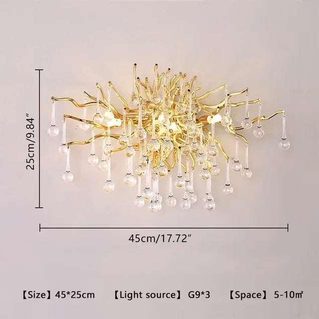 Randi Cascade Cristal et Métal Doré Luxueux