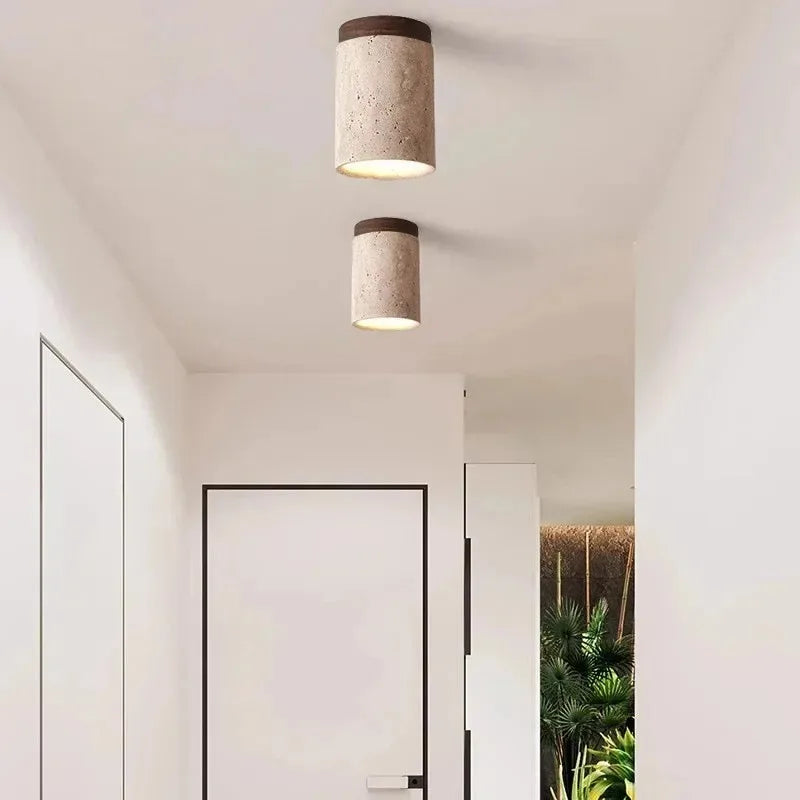 Plafonnier Cylindre Béton Blanc Minimaliste Design Moderne - Salle de Bain Salon Chambre — Thuban