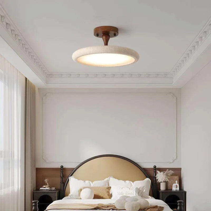 Plafonnier Anneau Bois Naturel et Métal Noir - Salon Chambre Salle à Manger — Canopus