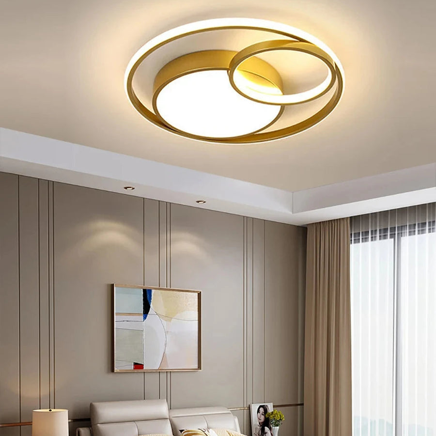 Plafonnier Anneaux Métal Noir et Blanc Minimaliste Design Moderne - Salle de Bain Salon Chambre — Dëris