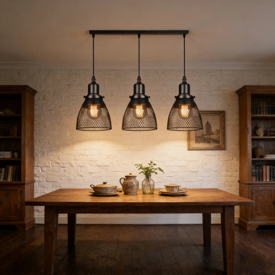 Suspension Cage Métal Noir Industriel Vintage - Cuisine Salon Bureau — Treillis