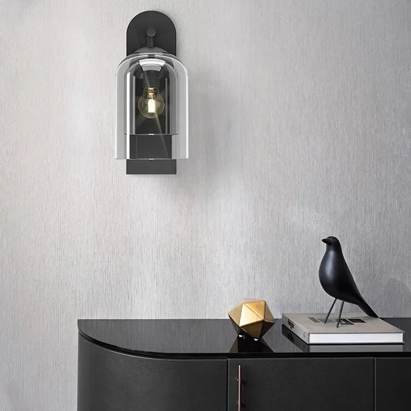 Orm Cloche Verre Fumé et Métal Noir