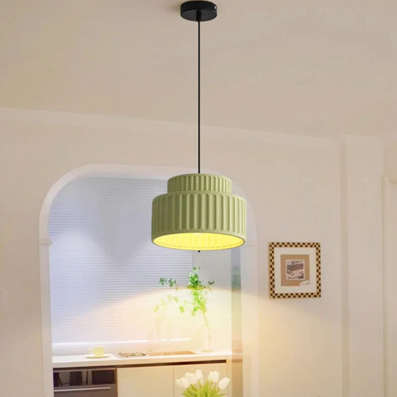 Suspension Cylindre Fil Métallique Blanc et Doré - Chambre Salon Cuisine — Stria