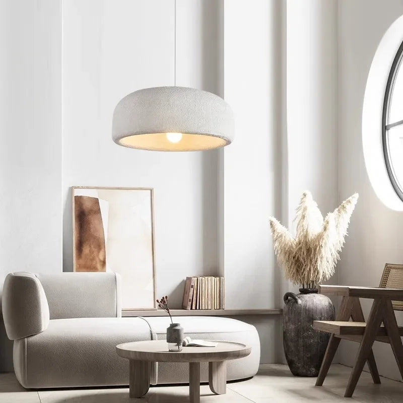 Suspension Cylindre Tissu Blanc Minimaliste Design - Chambre Salon Cuisine — Fulgor