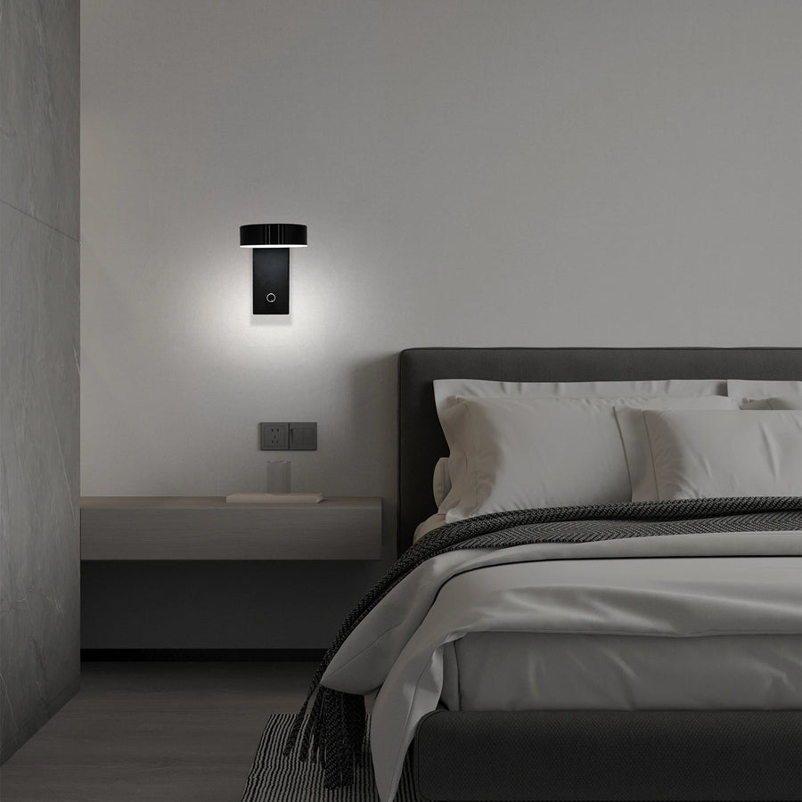 Applique Murale Rectangle Métal Noir Mat Minimaliste Design Moderne Noire - Chambre Salle de Bain Salon — Porphyre