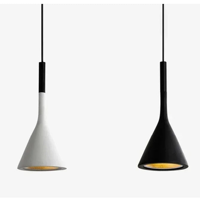 Suspension Cône Métal Noir Mat Minimaliste Design - Cuisine Salon Bureau — Effilé