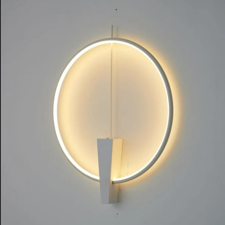 Applique Murale Anneau Métal Noir et Verre Épuré Design Moderne Noire Ronde - Chambre Salle de Bain Salon — Orbit