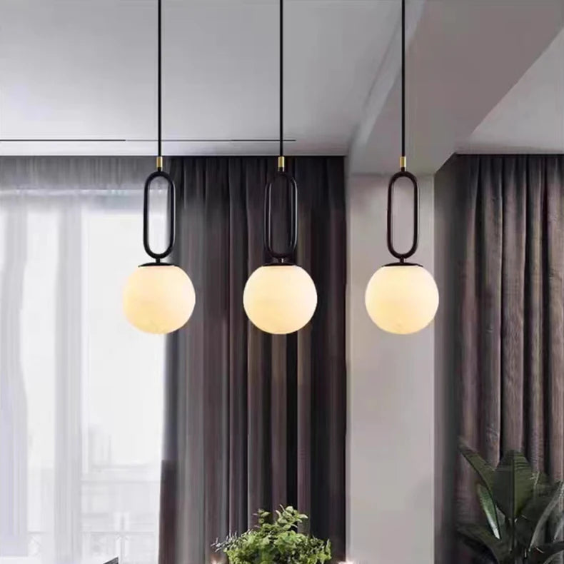 Suspension Dôme Bois Naturel et Métal Bicolore Nordique Design - Cuisine Chambre Salon — Positano