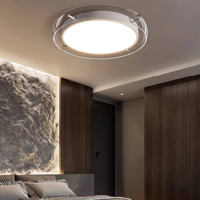 Plafonnier Disque Acier Noir Mat Minimaliste Design Moderne - Salle de Bain Salon Chambre — Kaede