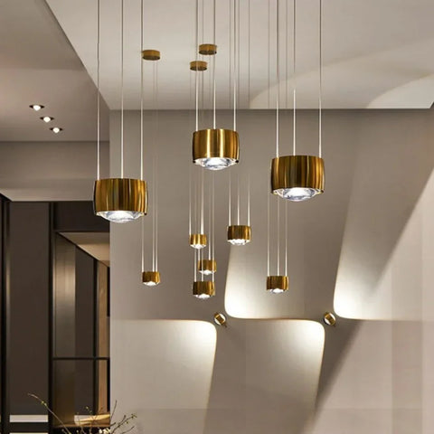 Suspension Cylindre Métal Cuivré et Verre Transparent - Chambre Salon Cuisine — Cremona