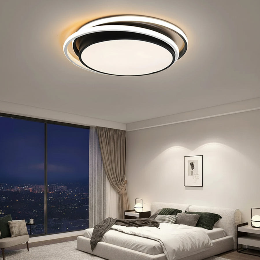 Plafonnier Vagues Métal Blanc Minimaliste et Lune Design Moderne - Salle de Bain Salon Chambre — Flux