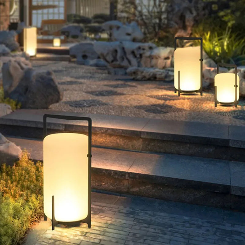 Lampadaire Lampe de Table Cylindre Tissu Beige Minimaliste Design - Salon Bureau Chambre — Stria et